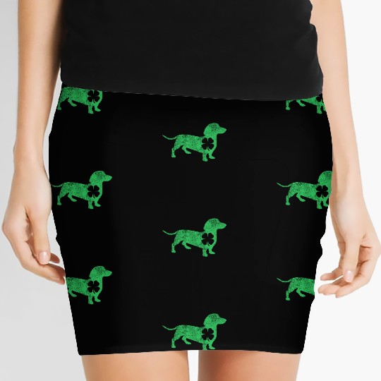 Dachshund Dog Shamrock St. Patrick's Day Saint Pad Women's Mini Skirts