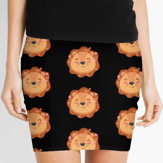 Cute Lion Cartoon Animals Character Design Women's Mini Skirts