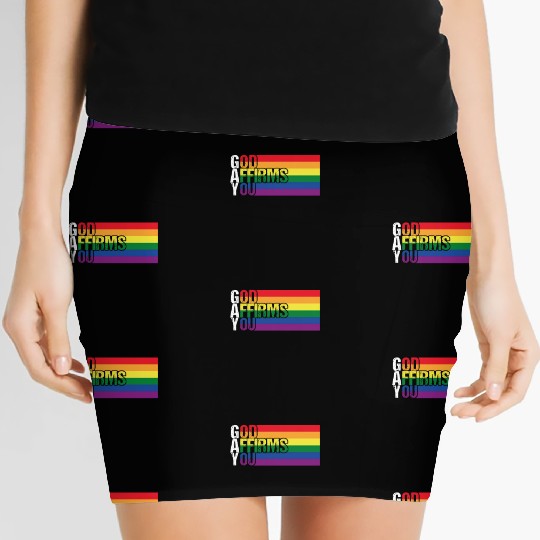 Gay God Affirms You Pride Month Rainbow LGBT Flag Women's Mini Skirts