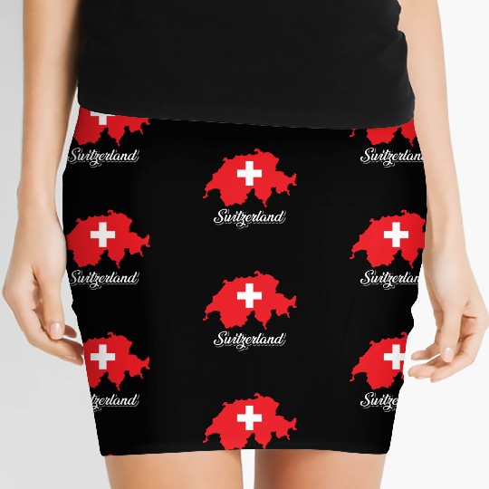 Switzerland, Schweiz, Swiss, Flag country, map Women's Mini Skirts