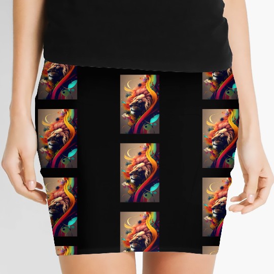 Lion Head Abstract Women's Mini Skirts