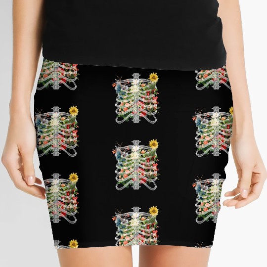 Flower Skeleton Streetwear Women's Mini Skirts