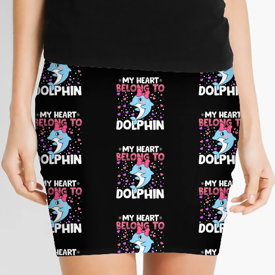 Valentines Day My Heart Belong to My Dolphin Boys Women's Mini Skirts