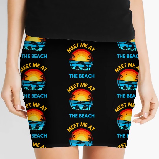 Meet Me At The Beach - Sunset and Palm Trees Women's Mini Skirts