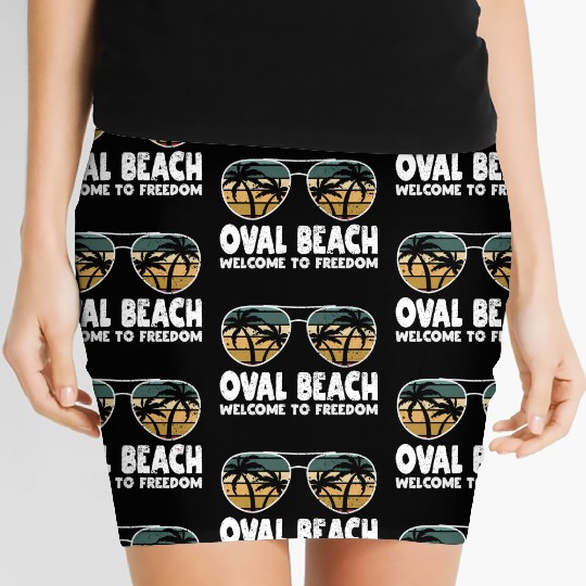 Oval Beach Welcome to Freedom Vacation Sayings Tri Women's Mini Skirts