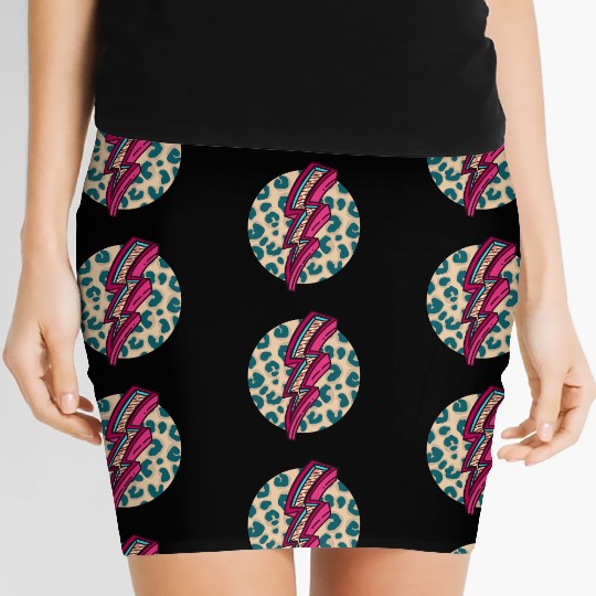Cheetah Print Lightning Bolt Women's Mini Skirts