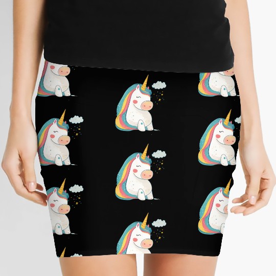 Rainbow Beauty: An Illustration of a Unicorn Pony Women's Mini Skirts