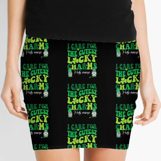 Groovy Retro NICU Nurse St Patrick's Day Women's Mini Skirts