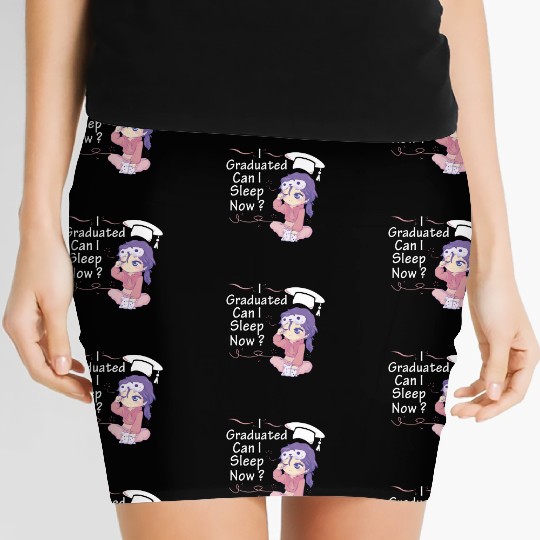 I Graduated Can I Sleep Now Sleepy Anime Chibi Cut Women's Mini Skirts