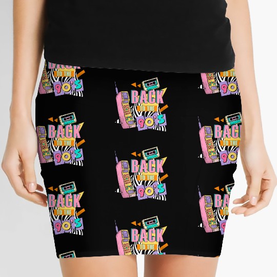 Back to the '90s Retro Phone and Cassette Women's Mini Skirts