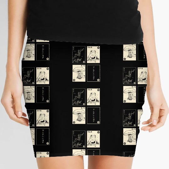 Cottagecore Tarot Cards Fungi Frog Goblincore Women's Mini Skirts