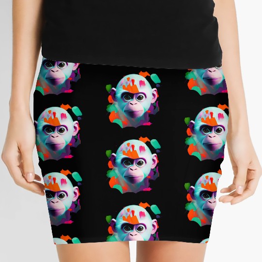 Colourful capuchin monkey Women's Mini Skirts