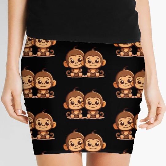 Monkeys siblings brother sister family love ape Women's Mini Skirts