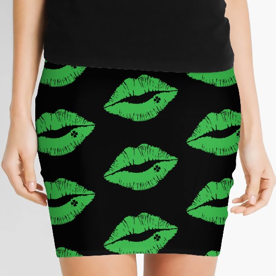 Lips Shamrock Women's Mini Skirts, St Patricks Day Presents