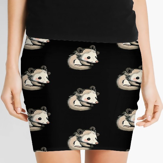 funny opossum play dead Women's Mini Skirts