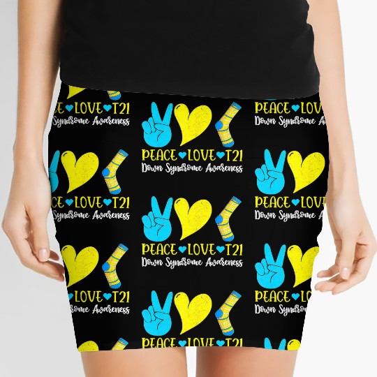 Hand Print Socks World Down Syndrome Awareness Day Women's Mini Skirts