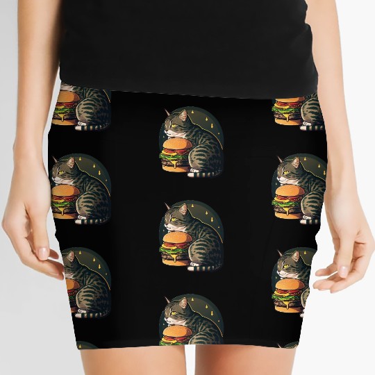 Beautiful Cheese burger Tabby Cat Women's Mini Skirts