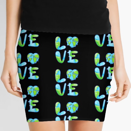 LOVE Earth Day 2023 Cute Earth Lover Kids Women's Mini Skirts