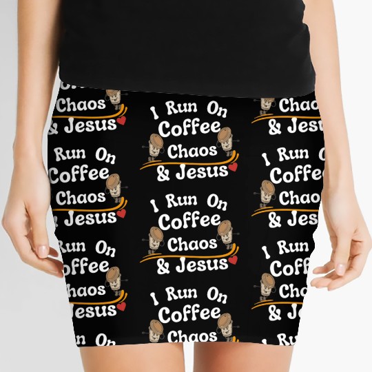 coffee chaos and Jesus Women's Mini Skirts, coffee and Jesus