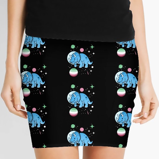 Abrosexual Pride Triceratops Astronaut Women's Mini Skirts
