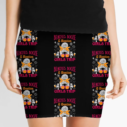 Beaches Booze Besties Girls Trip Spring Break Women's Mini Skirts