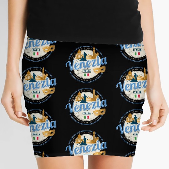 Venice with gondolier Italy carnival vintage Women's Mini Skirts