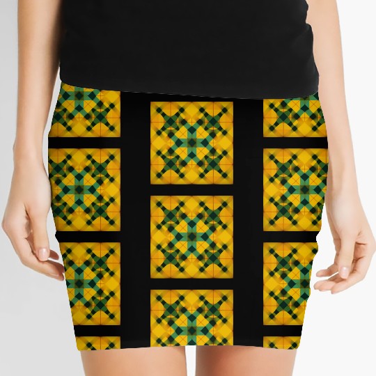 Sunny Yellow Tartan Design Women's Mini Skirts
