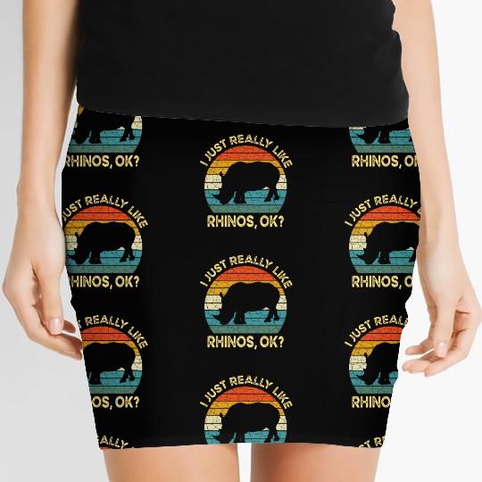 Funny I Just Really Like Rhinos OK, Funny Rhino Women's Mini Skirts
