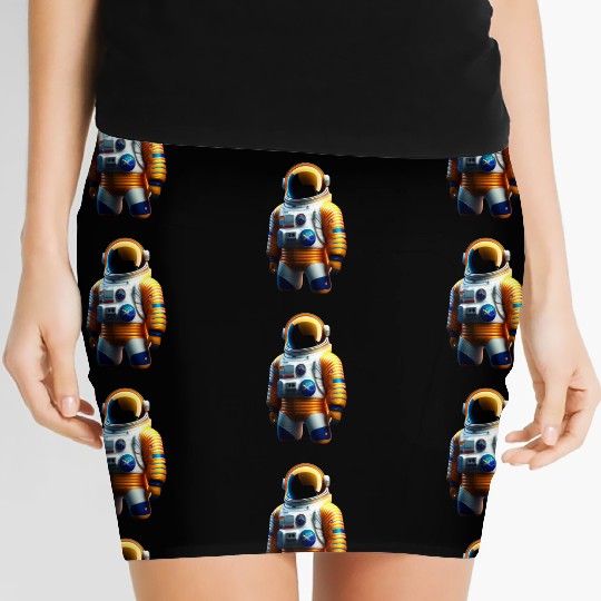 Astronaut transparent, Orange and White Women's Mini Skirts