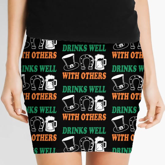 Shamrock Drinks Well With Others St Patrick's Day Women's Mini Skirts