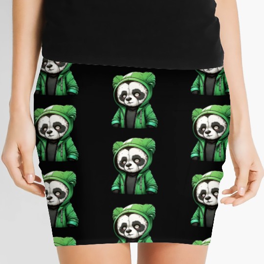 The panda in the green Women's Mini Skirts
