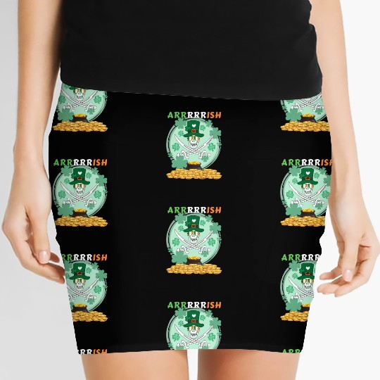 funny pirate theme for St. Patrick's Day arrrrrish Women's Mini Skirts
