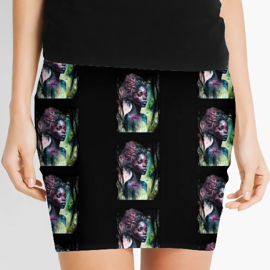 Black Nature Goddess - African American, Woodland Women's Mini Skirts