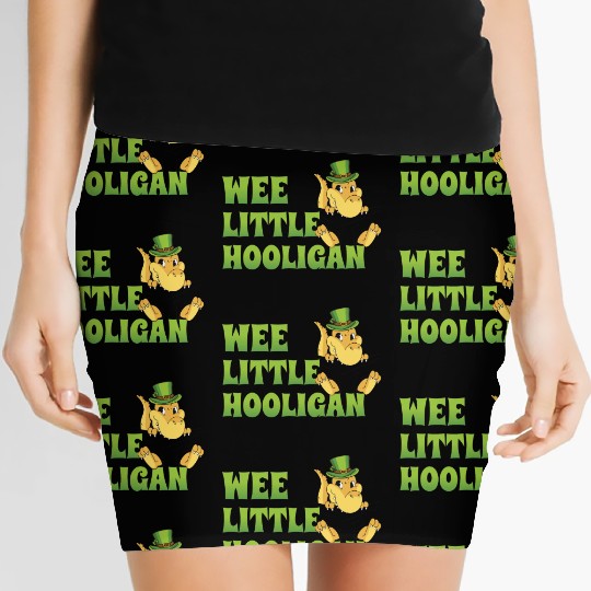 Wee Little Hooligan t-rex Dinosaur St Patrick Day Women's Mini Skirts