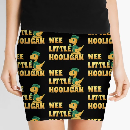 Wee Lil Hooligan loves Dinosaur St Patrick Day Women's Mini Skirts