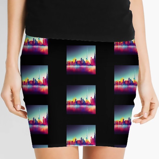 Dubai silhouette skyline abstract art Women's Mini Skirts