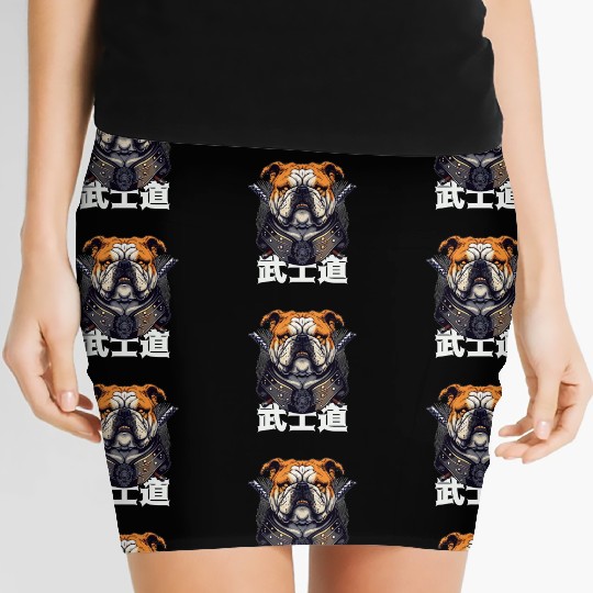 Japanese Samurai Bushido Bulldog Katana Pet Dog Women's Mini Skirts