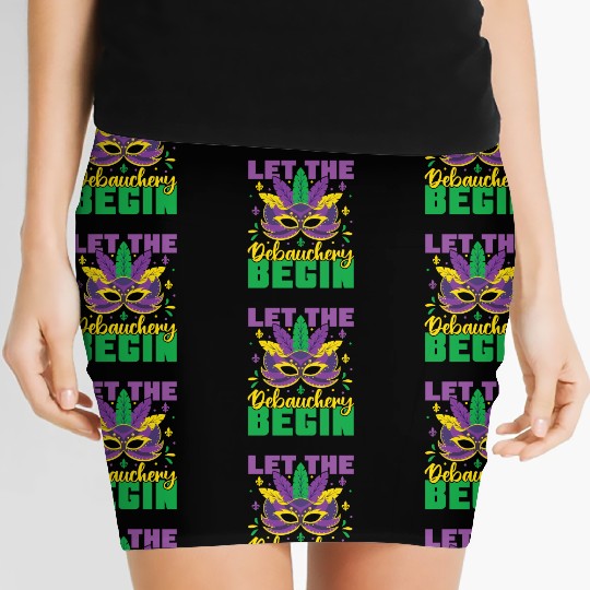 Let The Debauchery Begin Funny Adult Mardi Gras Women's Mini Skirts