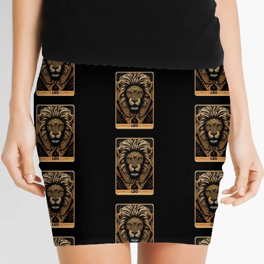 Leo Astrology Sign Lion Zodiac Tarot Card Occult W Women's Mini Skirts
