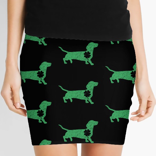 Dachshund Dog Shamrock St. Patrick's Day Women's Mini Skirts
