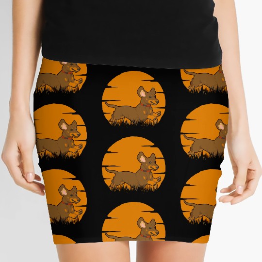 Dachshund Running Sausage Dog Women's Mini Skirts
