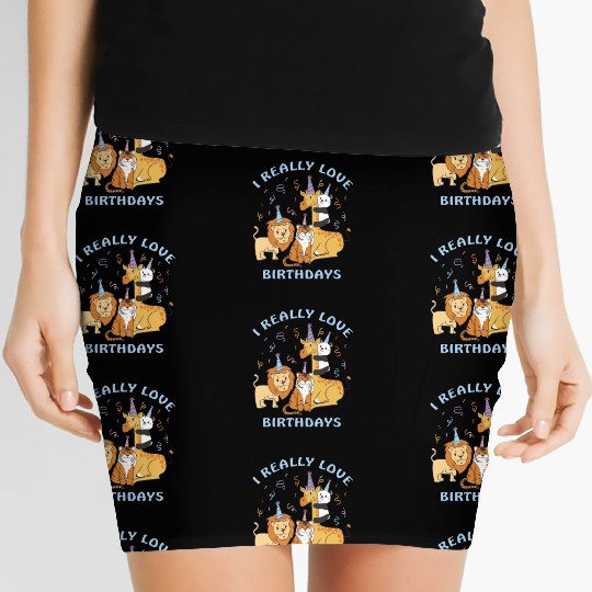 Safari africa birthday party lion tiger giraffe Women's Mini Skirts