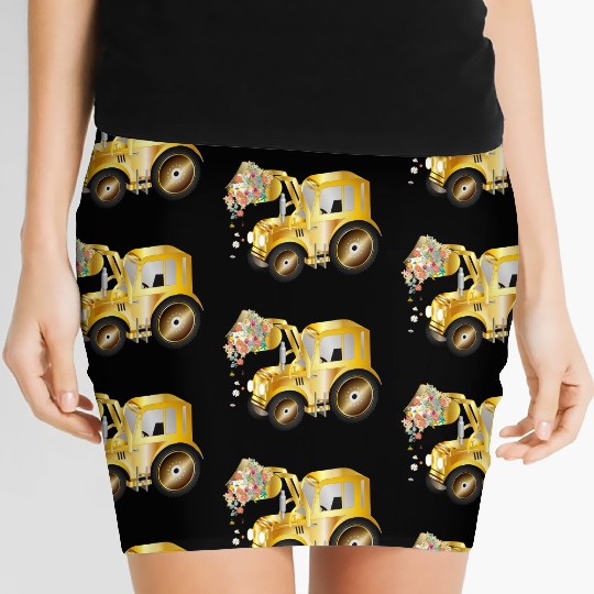 Tractor front loader with blossom flowers Women's Mini Skirts