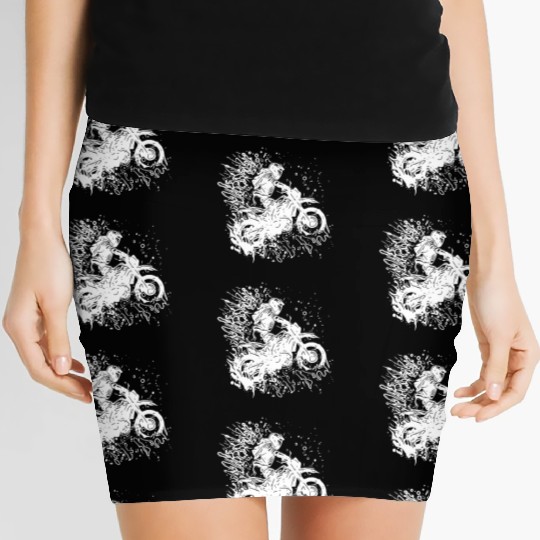 Motorcycle Tattoo Splash Racing Style Women's Mini Skirts