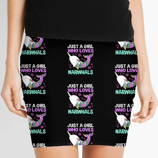 Just A Girl Who Loves Narwhals Sea Unicorn Narwhal Women's Mini Skirts