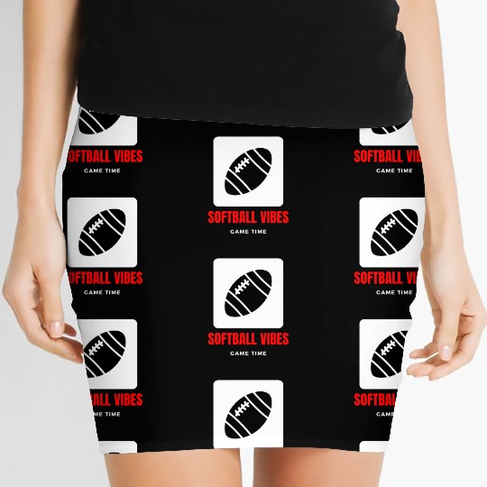 Softball vibes game time motivational design Women's Mini Skirts