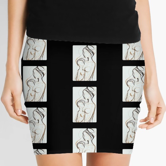 Black, Gold & White Abstract Mother & Daughter Women's Mini Skirts