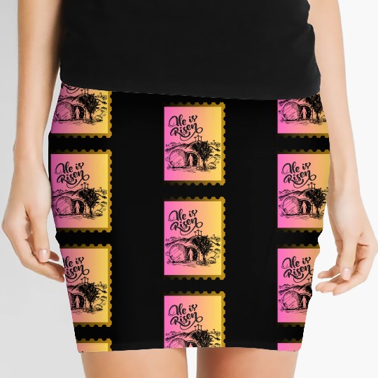 He Is Risen.Great for Easter Events & Gifts.Bible Women's Mini Skirts