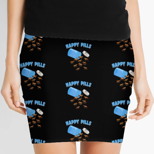 Happy Pills Farm Animal Funny Horse Lovers Humor Women's Mini Skirts