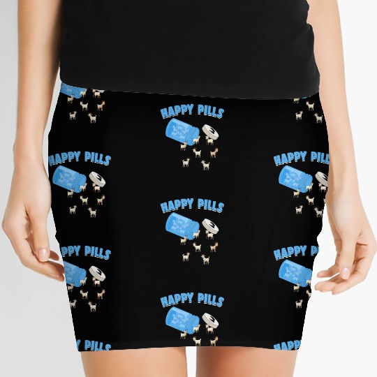 Happy Pills Farm Animal Funny Goat Lovers Humor Women's Mini Skirts